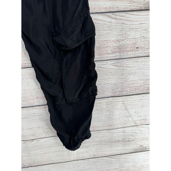 Johnny Was Cupra Rayon Cargo Jogger Pants Womens Small Black Elastic Drawstring - Picture 5 of 10